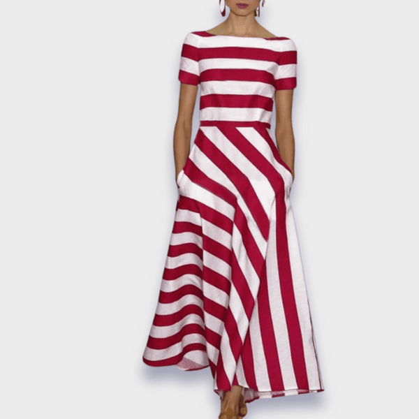 Janell - Rochie Lungă cu Dungi, Handmade