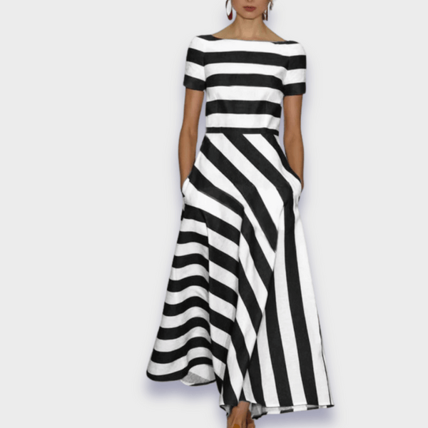 Janell - Rochie Lungă cu Dungi, Handmade