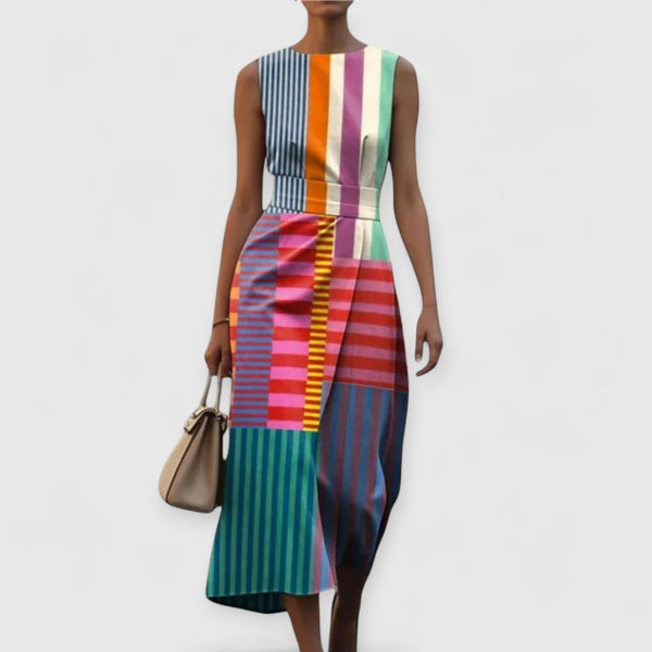 Tiffany – Rochie fără Mâneci Multicolorată