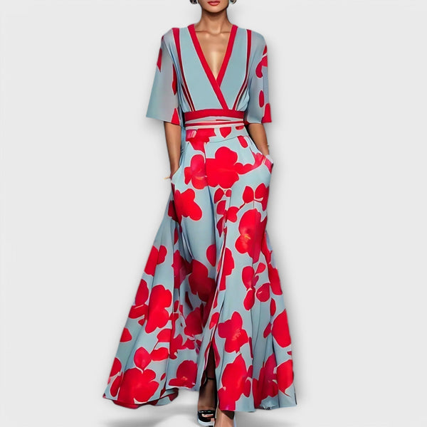 Verity - Rochie lungă cu model floral