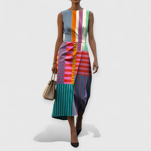 Tiffany – Rochie fără Mâneci Multicolorată