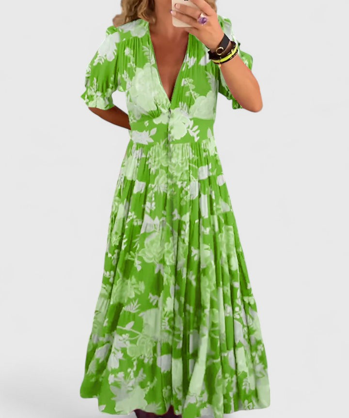 Miriam - Floral print dress, V-neck