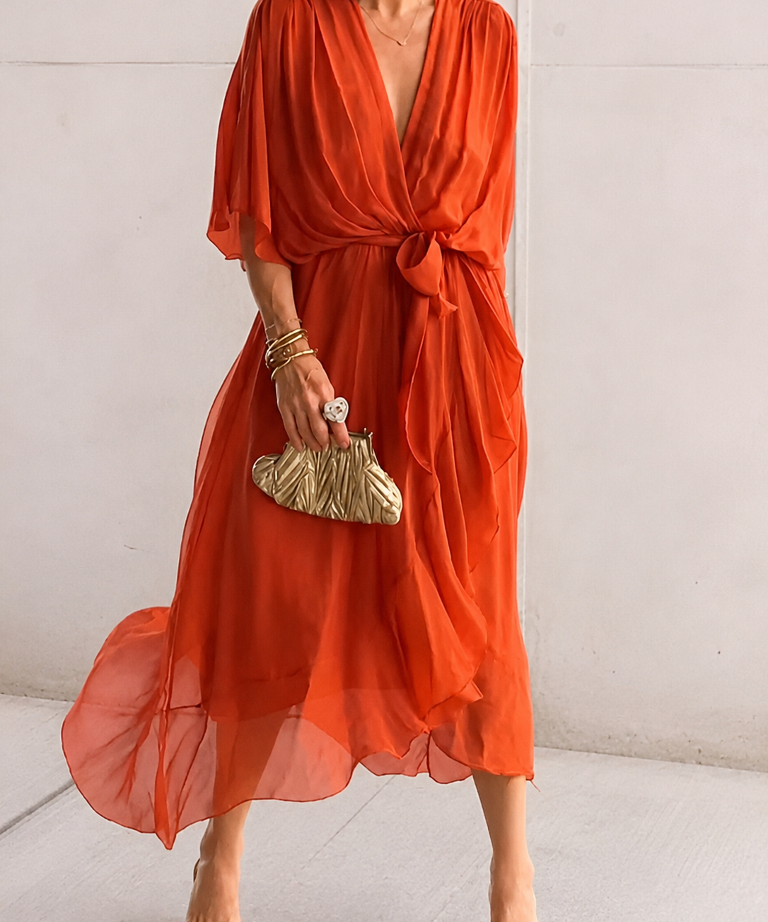 Aurora | Rochie midi din șifon