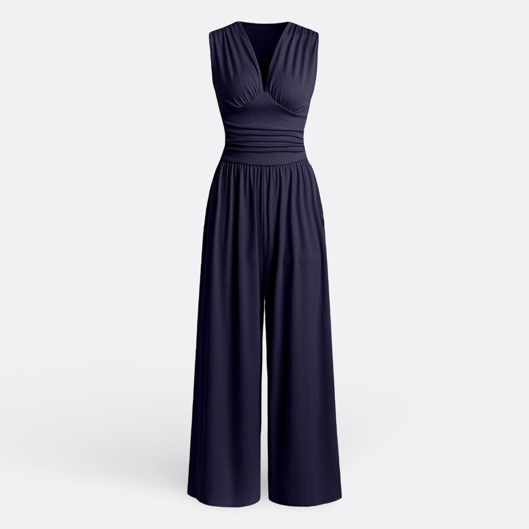 Leonor - Salopetă Elegantă fără Mâneci și Pantaloni Largi