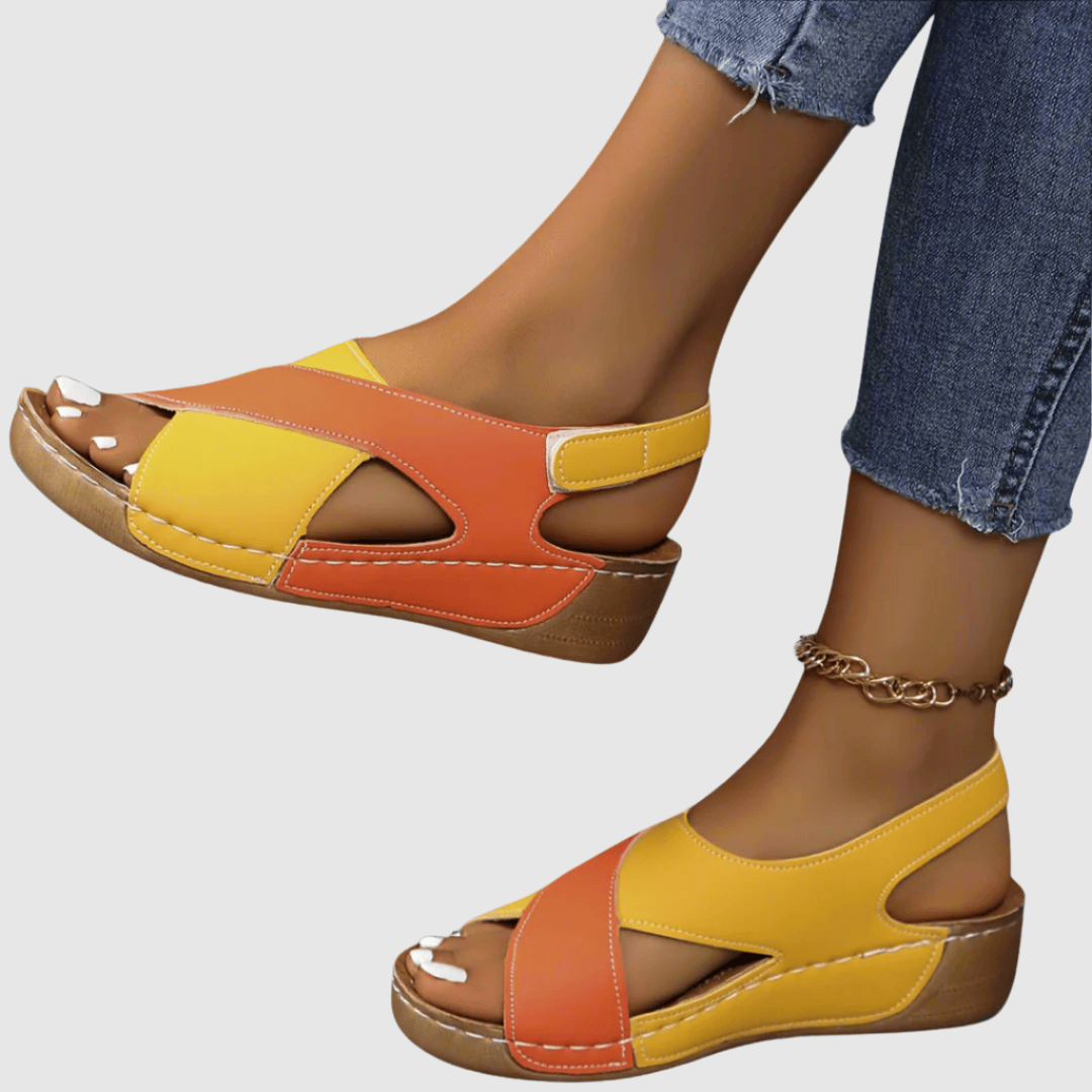 Hildegard - Sandale din piele bicolor