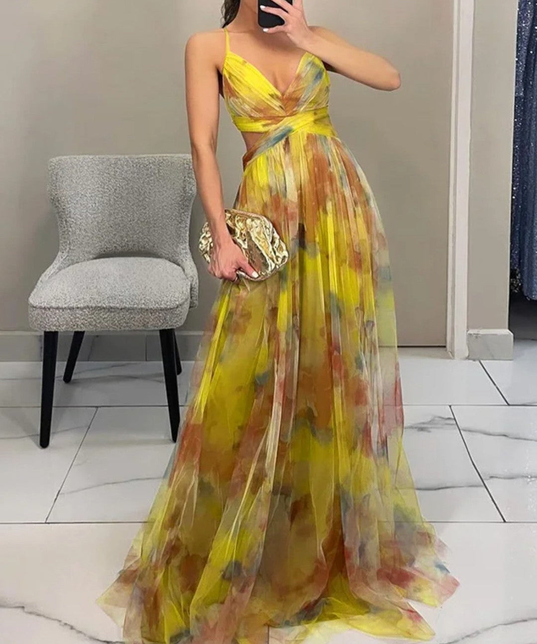 Giselle | Rochie maxi cu model floral