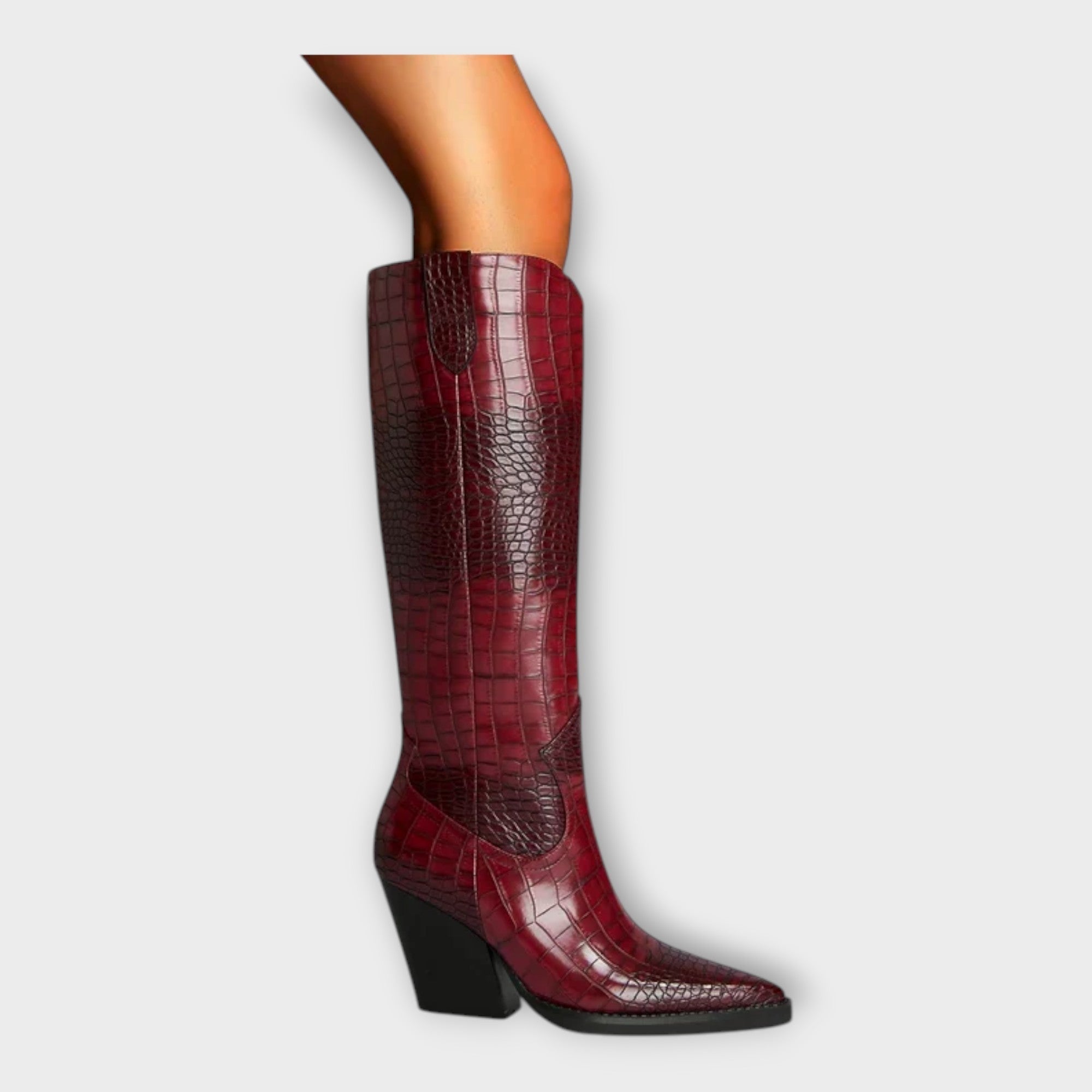 Pantofi cu Model de Crocodil cu Toc Elegant