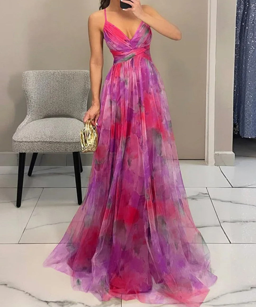 Giselle | Rochie maxi cu model floral