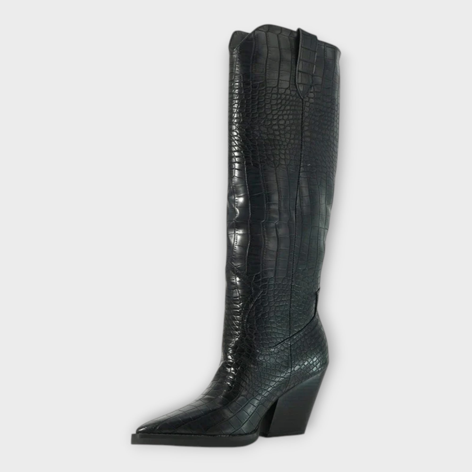 Pantofi cu Model de Crocodil cu Toc Elegant