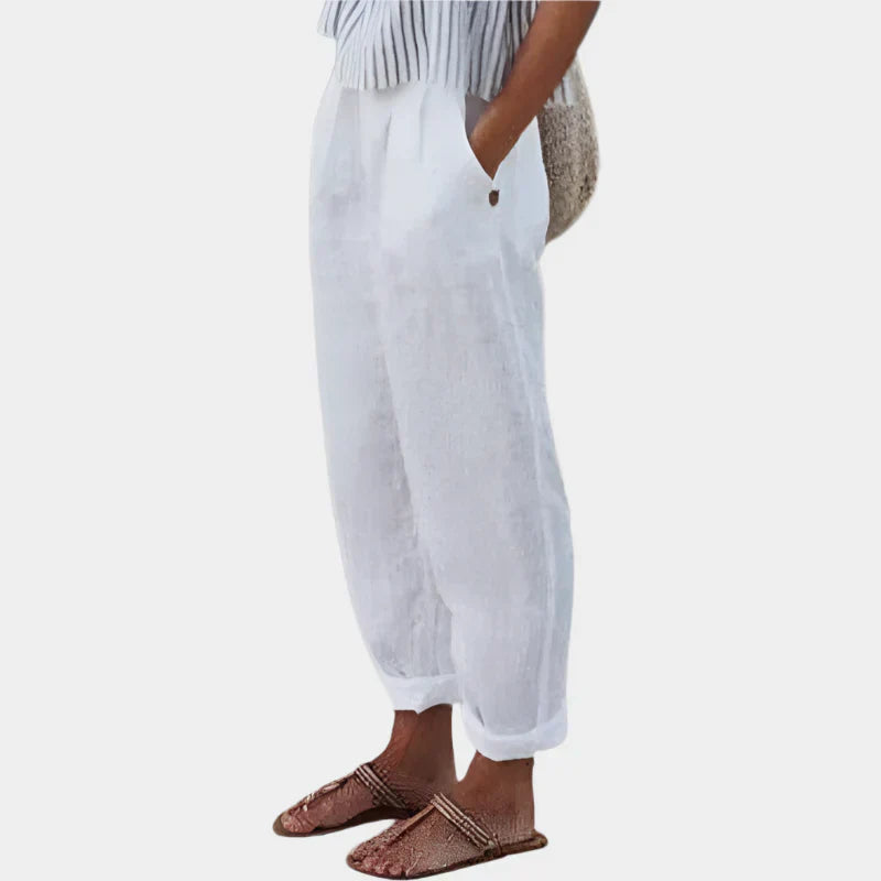 Pantaloni Eleganți din Pânză Anna cu Buzunare - Confort Ultra-Ușor
