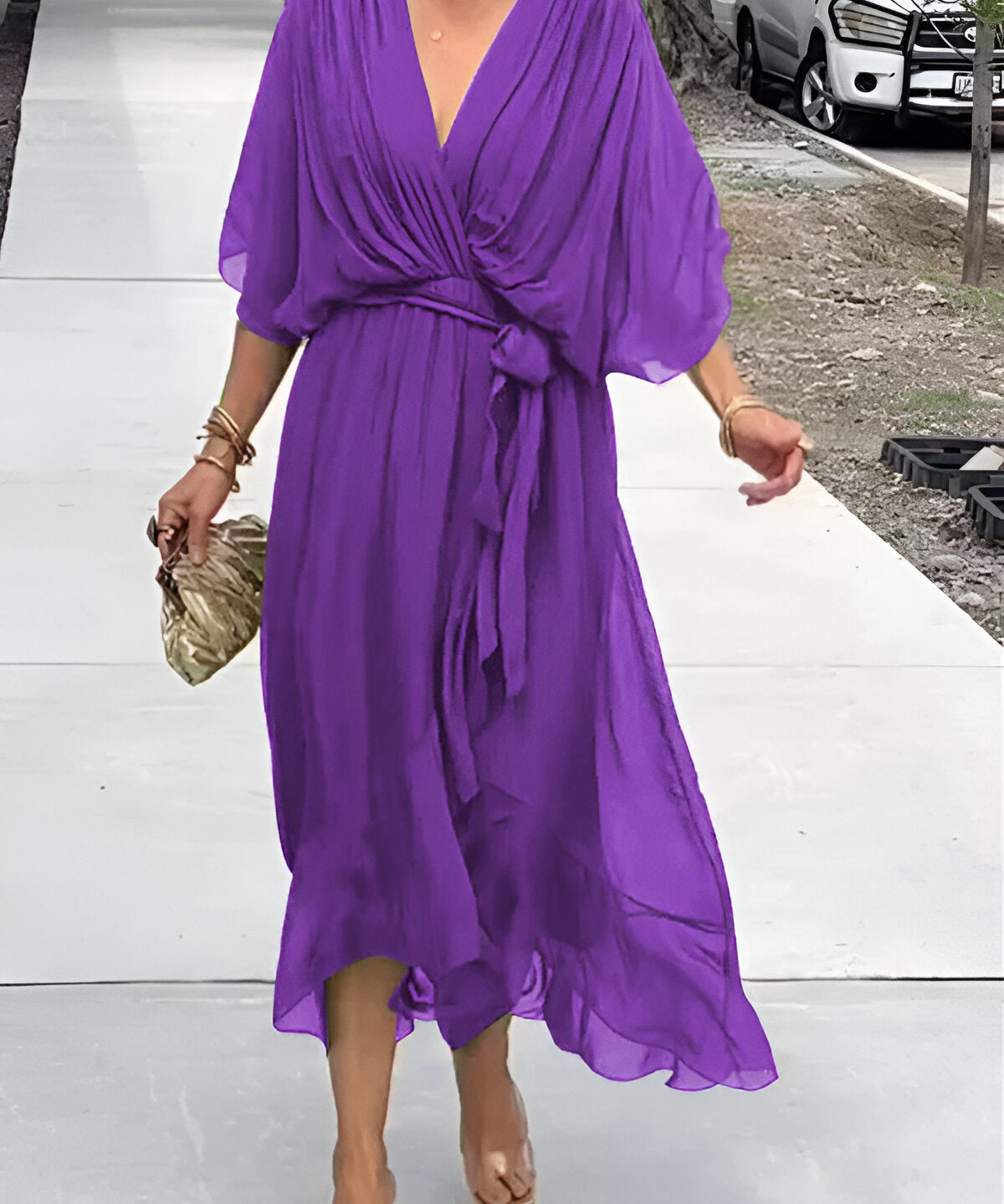 Aurora | Rochie midi din șifon